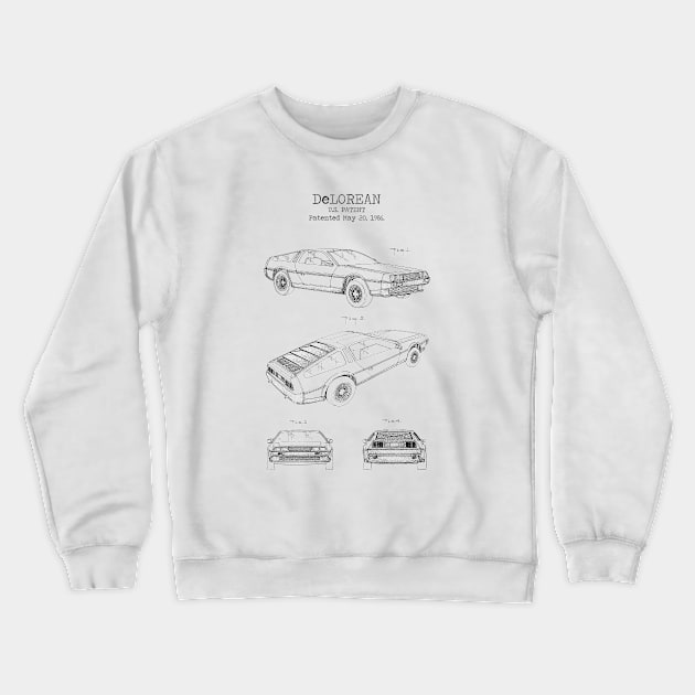 DELOREAN patent Crewneck Sweatshirt by Dennson Creative